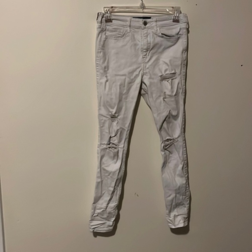 Hollister White Distressed High Rise Super Skinny Jeans